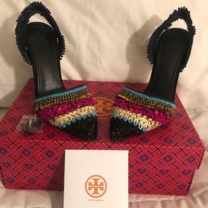 Tory Burch Isle 105mm Slingback In Navy Sea 38